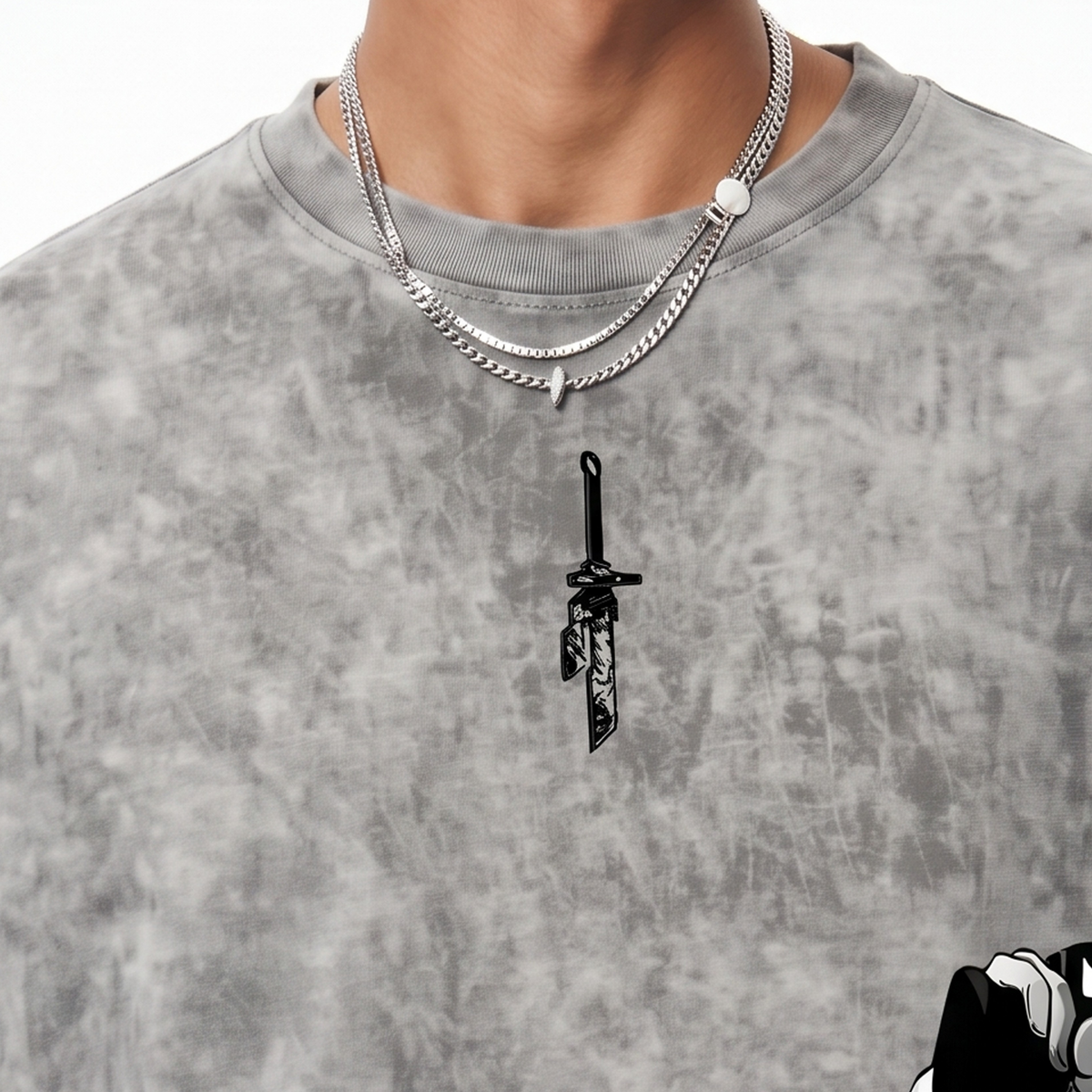 Not Zenin grey washed oversized t-shirt - Dripzy garment dyed heavyweight cotton
