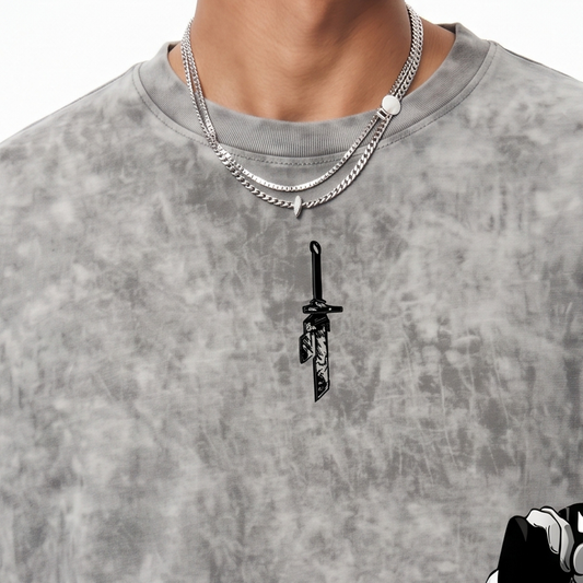 Not Zenin grey washed oversized t-shirt - Dripzy garment dyed heavyweight cotton
