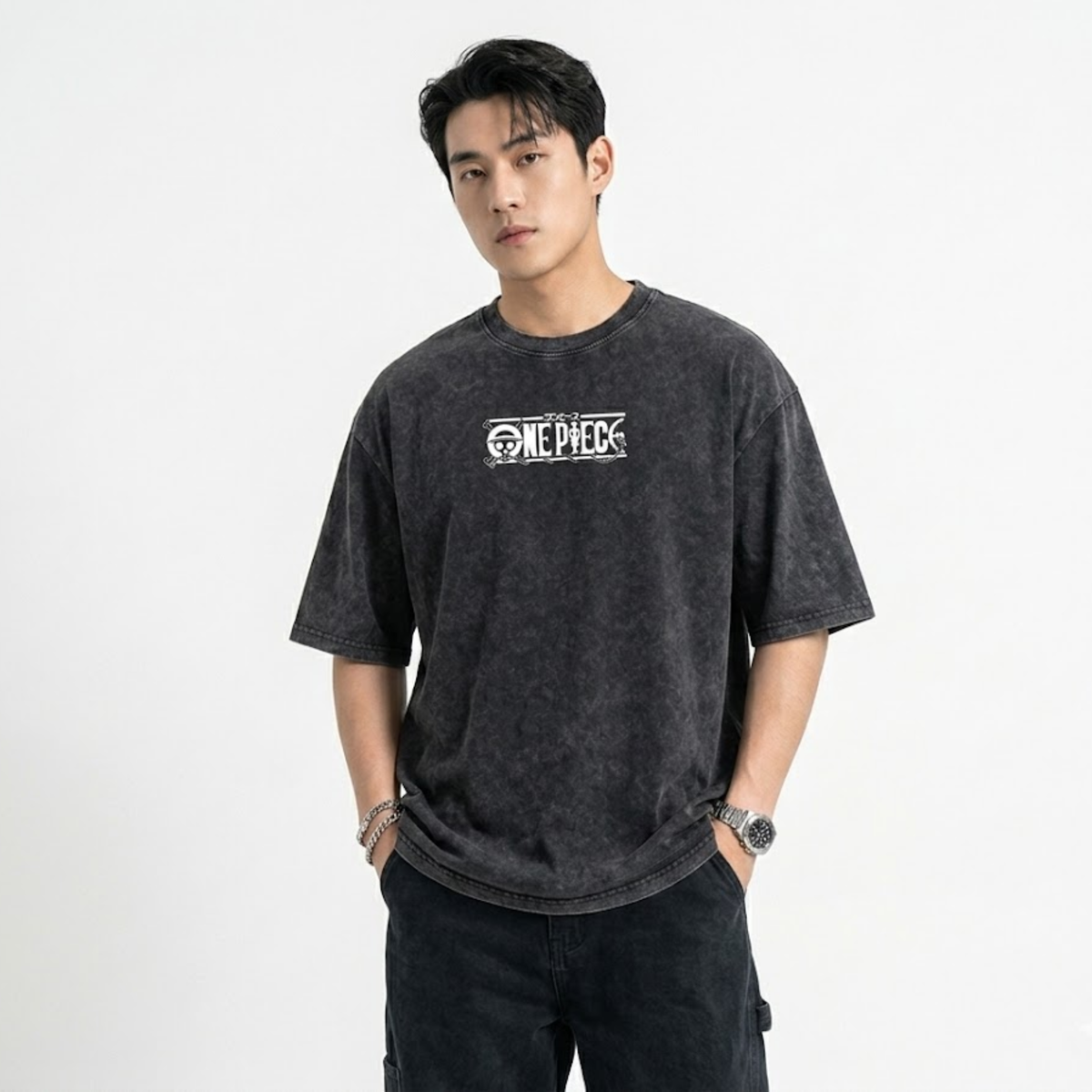 Zoro wanted poster washed oversized t-shirt in black - Dripzy Pakistan