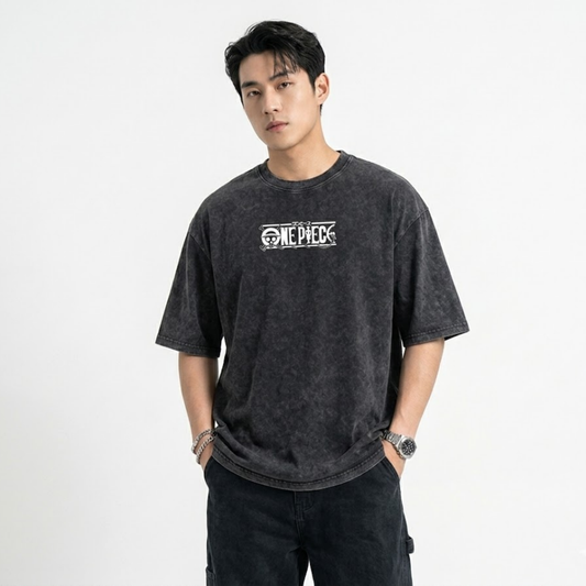 Zoro wanted poster washed oversized t-shirt in black - Dripzy Pakistan