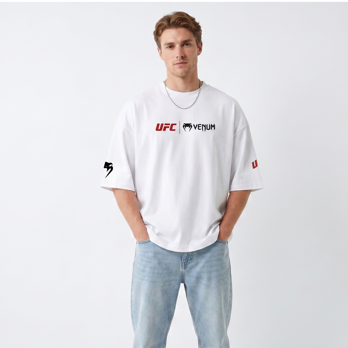 White UFC Venum oversized t-shirt - Dripzy premium cotton fight tee