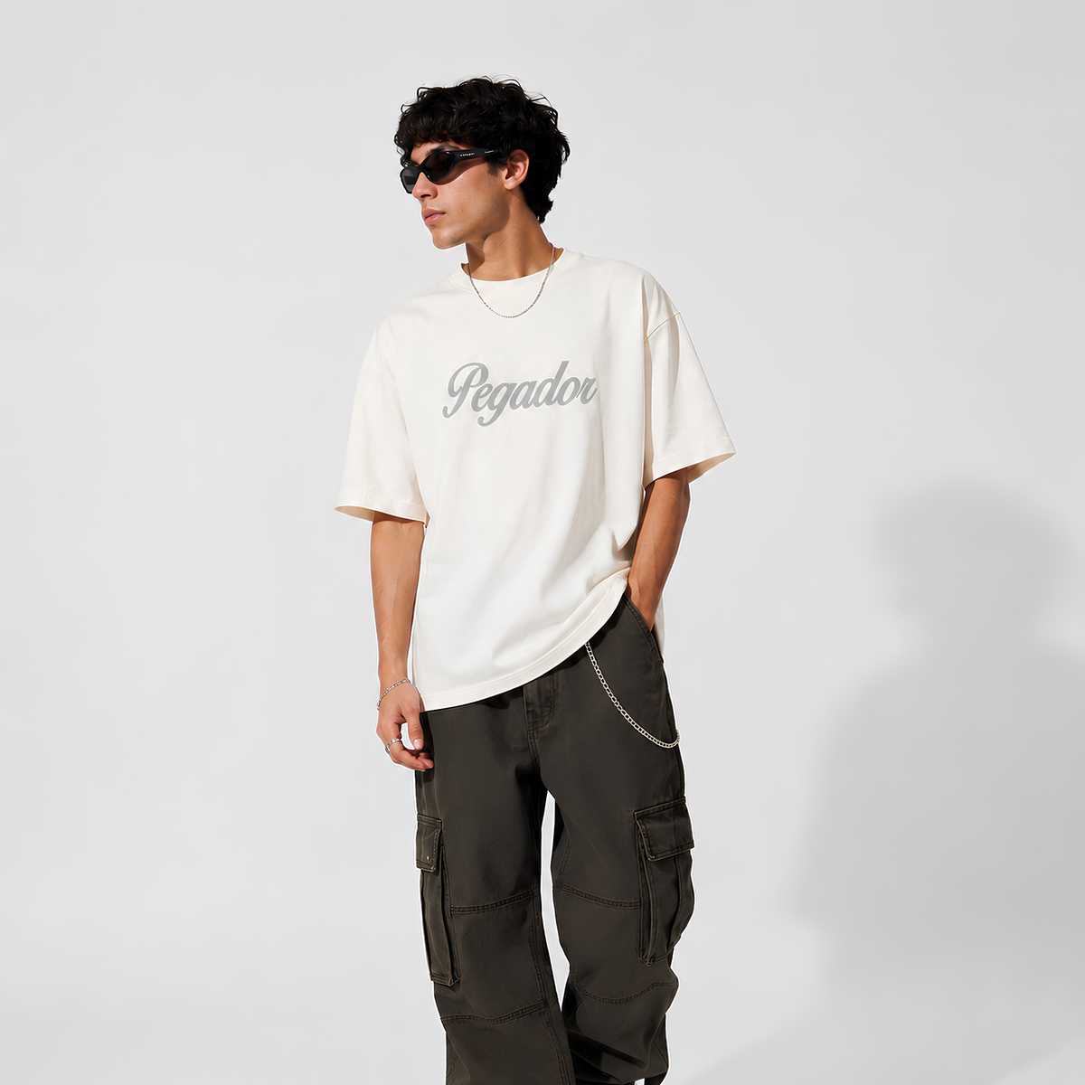 White Pegador graphic oversized t-shirt by Dripzy - premium cotton fit