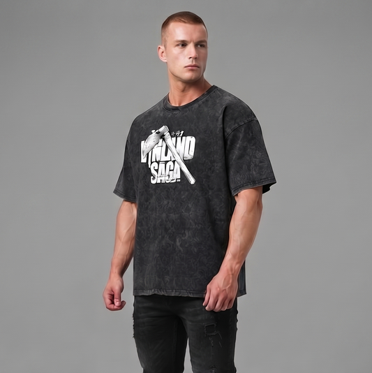 Thorfinn anime washed t-shirt in black - Dripzy oversized fit