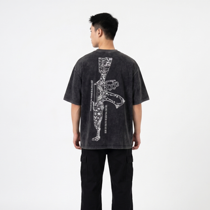 Dripzy AK-47 oversized washed tee - graphic streetwear t-shirt Pakistan