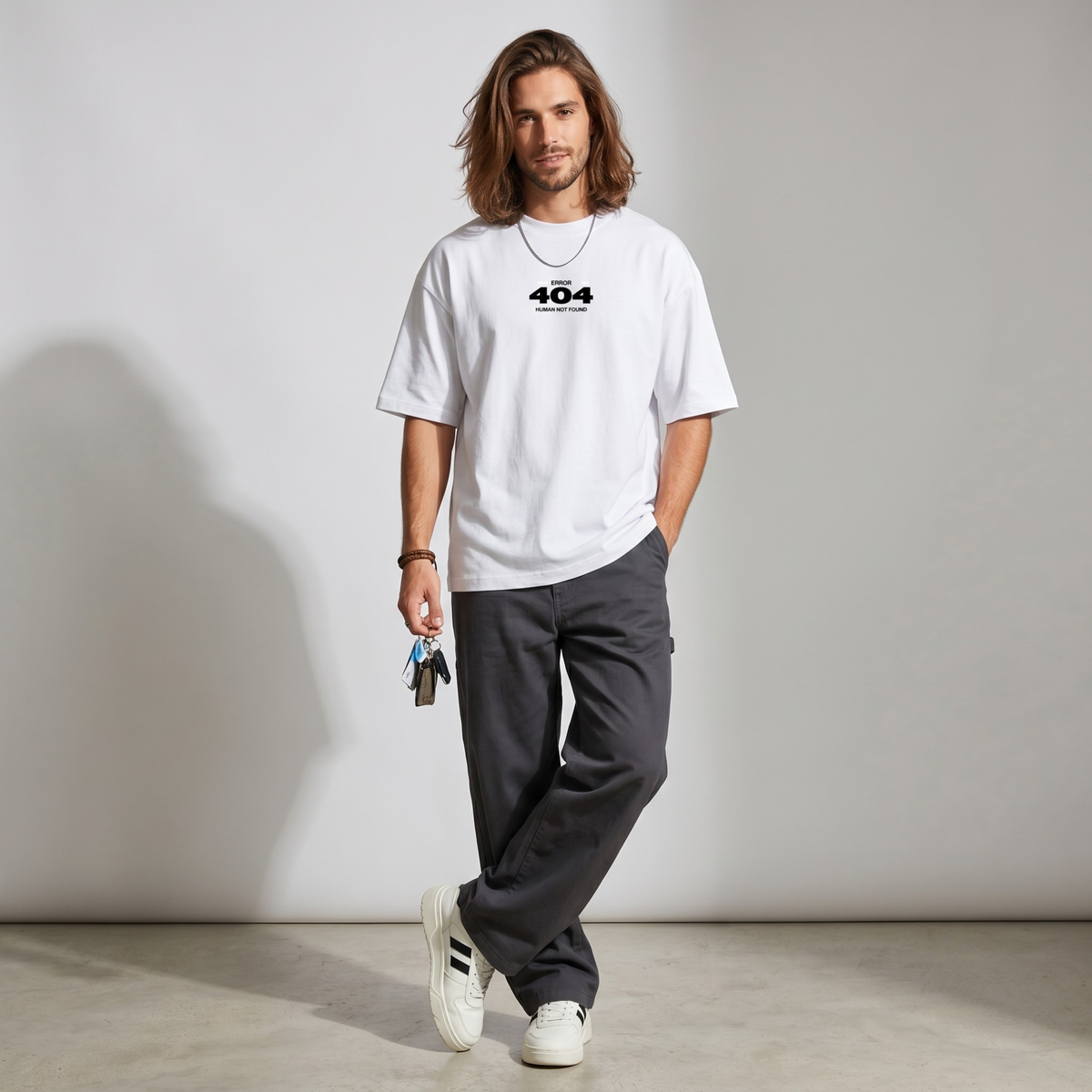 White Human Not Found printed oversized t-shirt - Dripzy premium cotton
