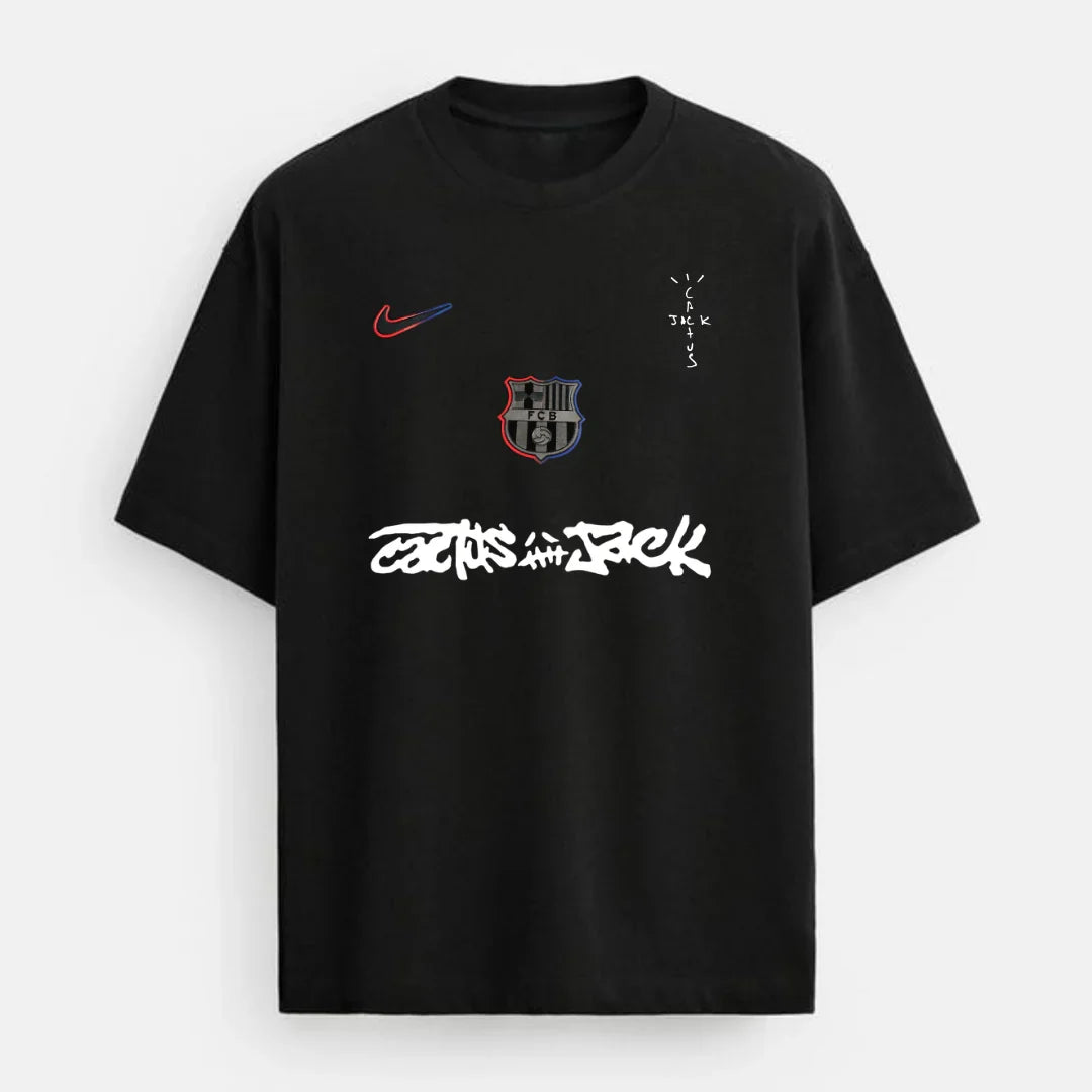 Black Barca x Cactus oversized t-shirt - Dripzy Pakistan streetwear
