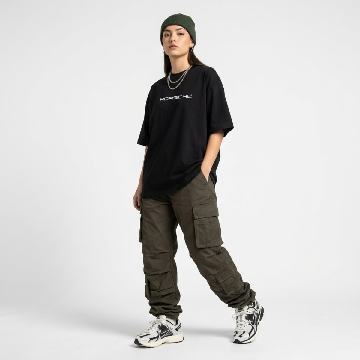 Black Porsche printed oversized t-shirt - Dripzy premium cotton