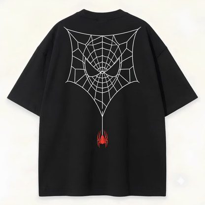 Dripzy Spiderman black oversized tee - relaxed boxy streetwear fit