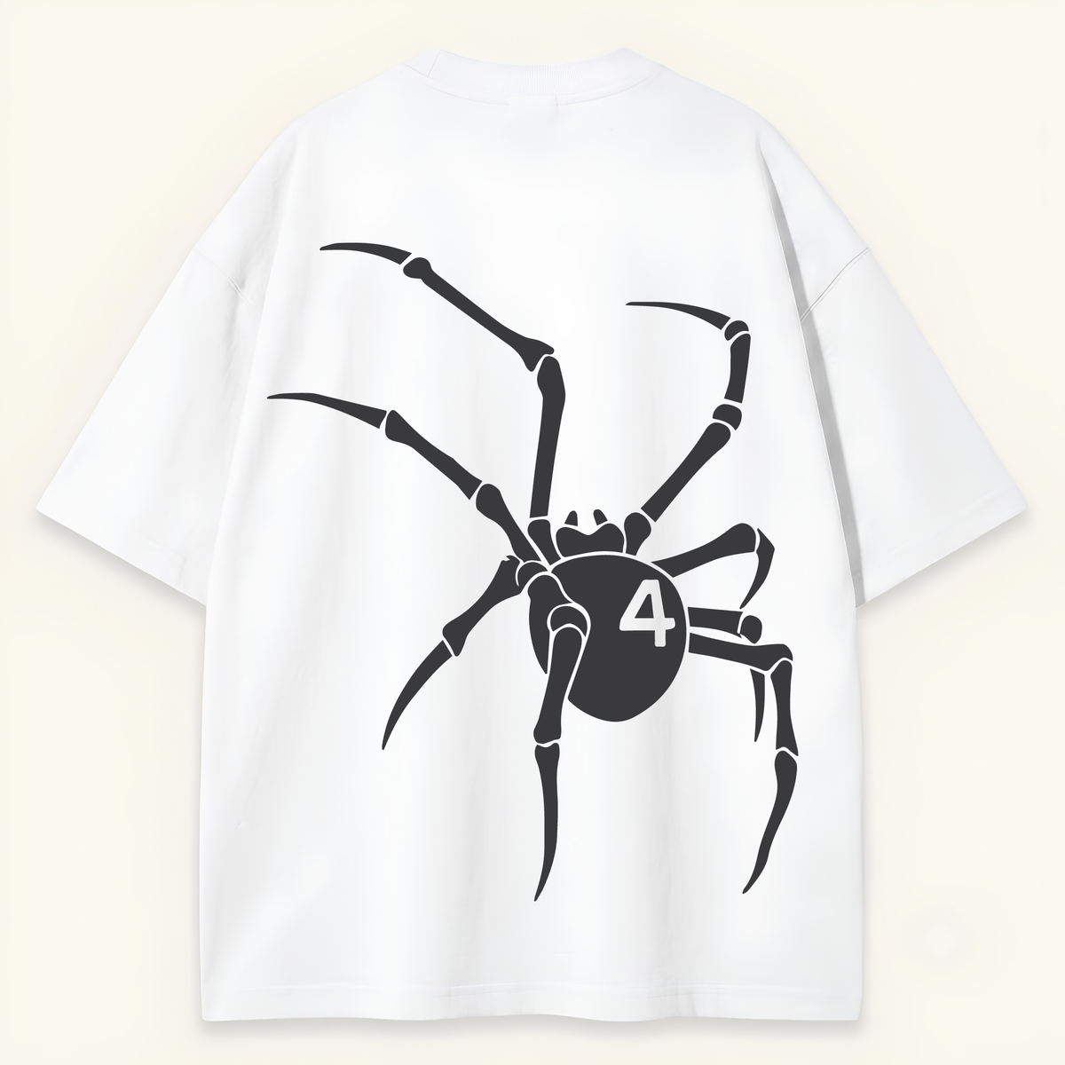 Dripzy white spider print oversized tee - relaxed streetwear fit