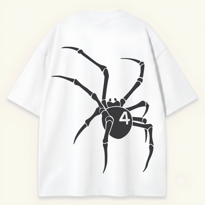 Dripzy white spider print oversized tee - relaxed streetwear fit
