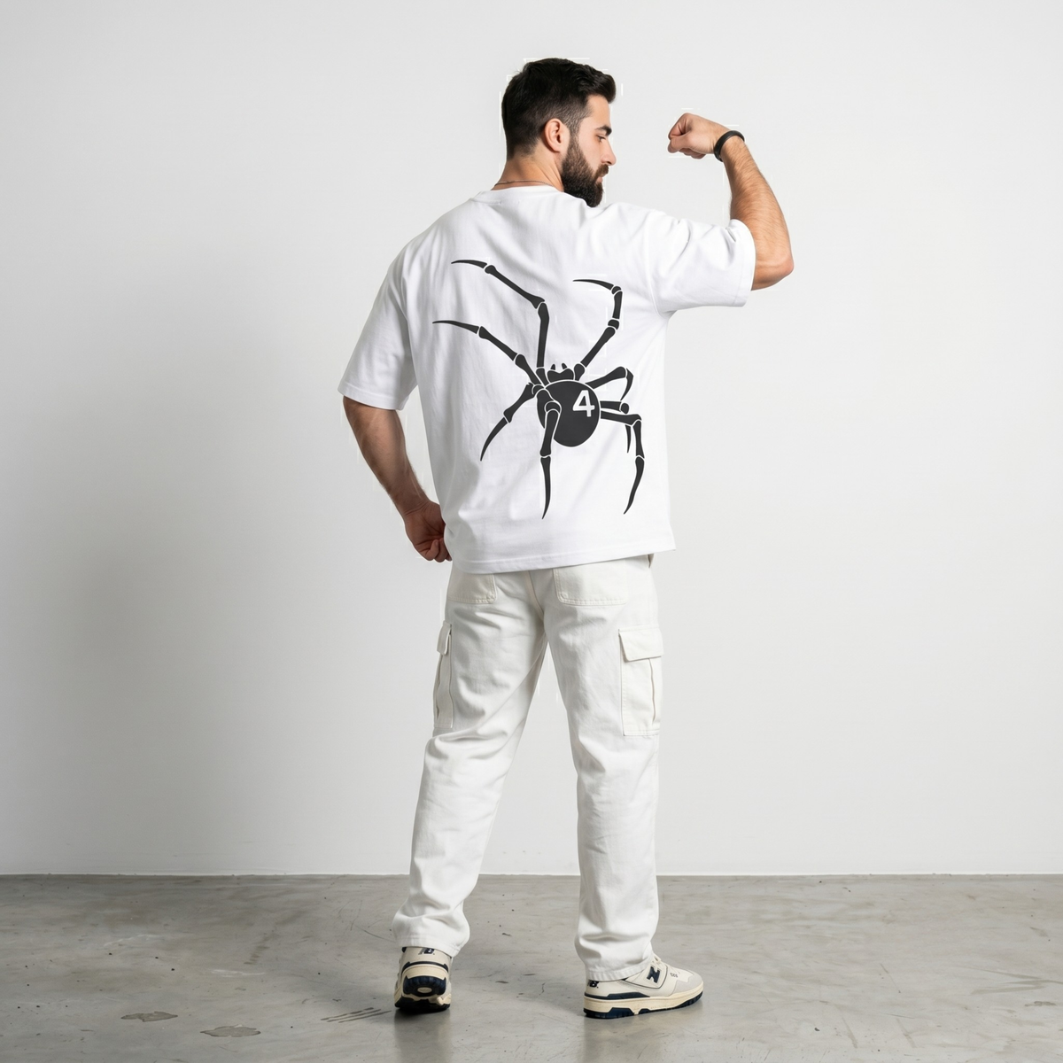 Dripzy Spider oversized tee white - web graphic streetwear t-shirt Pakistan