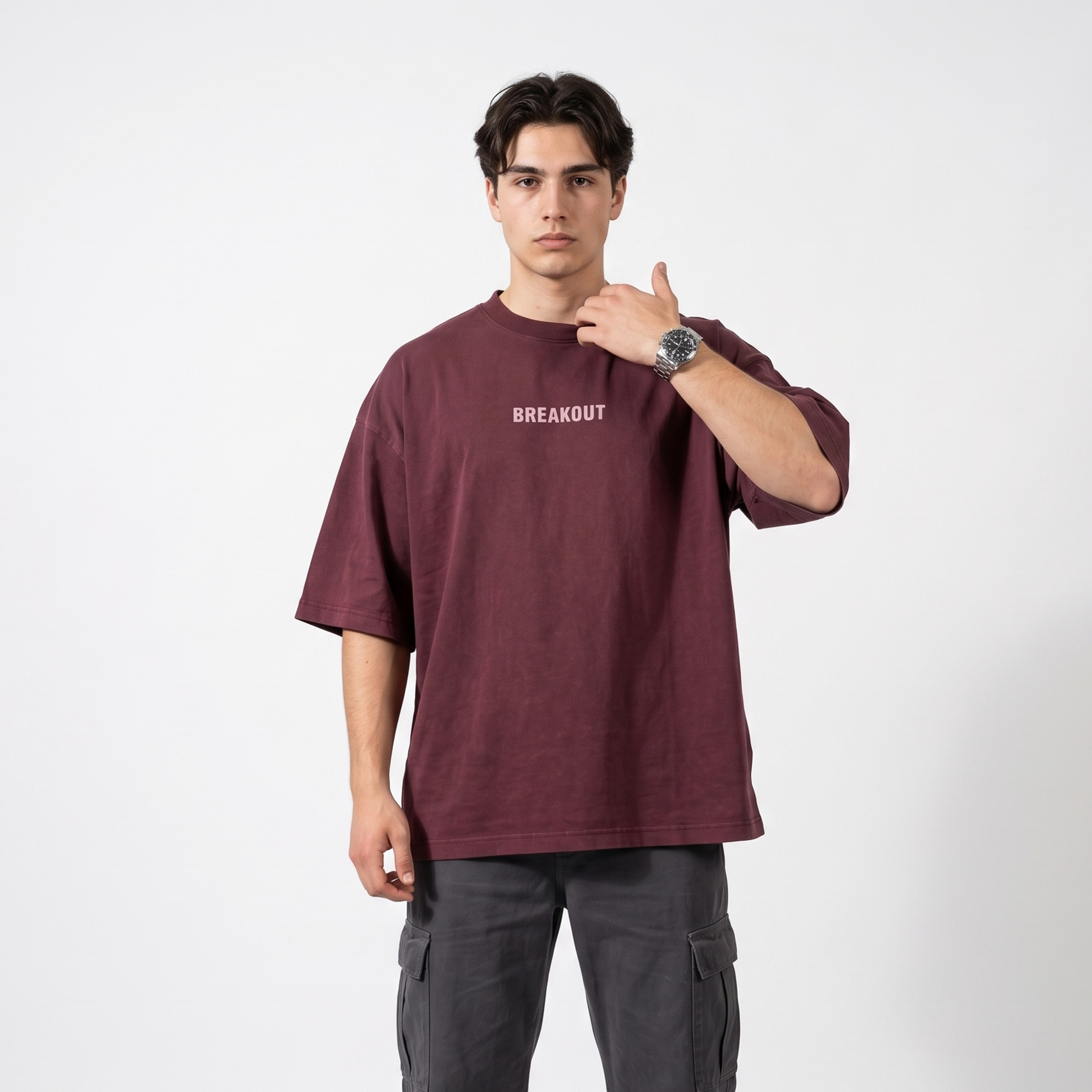 Oversized Maroon Washed Tee