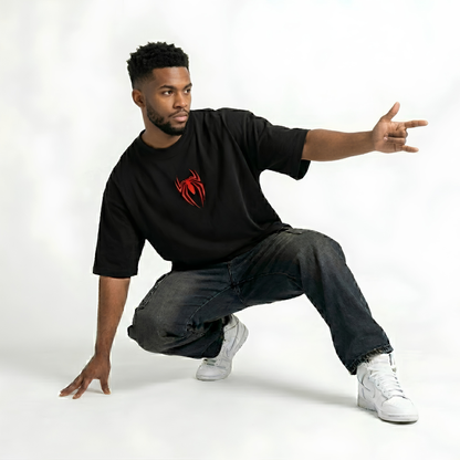 Black Spiderman printed oversized t-shirt - Dripzy premium cotton