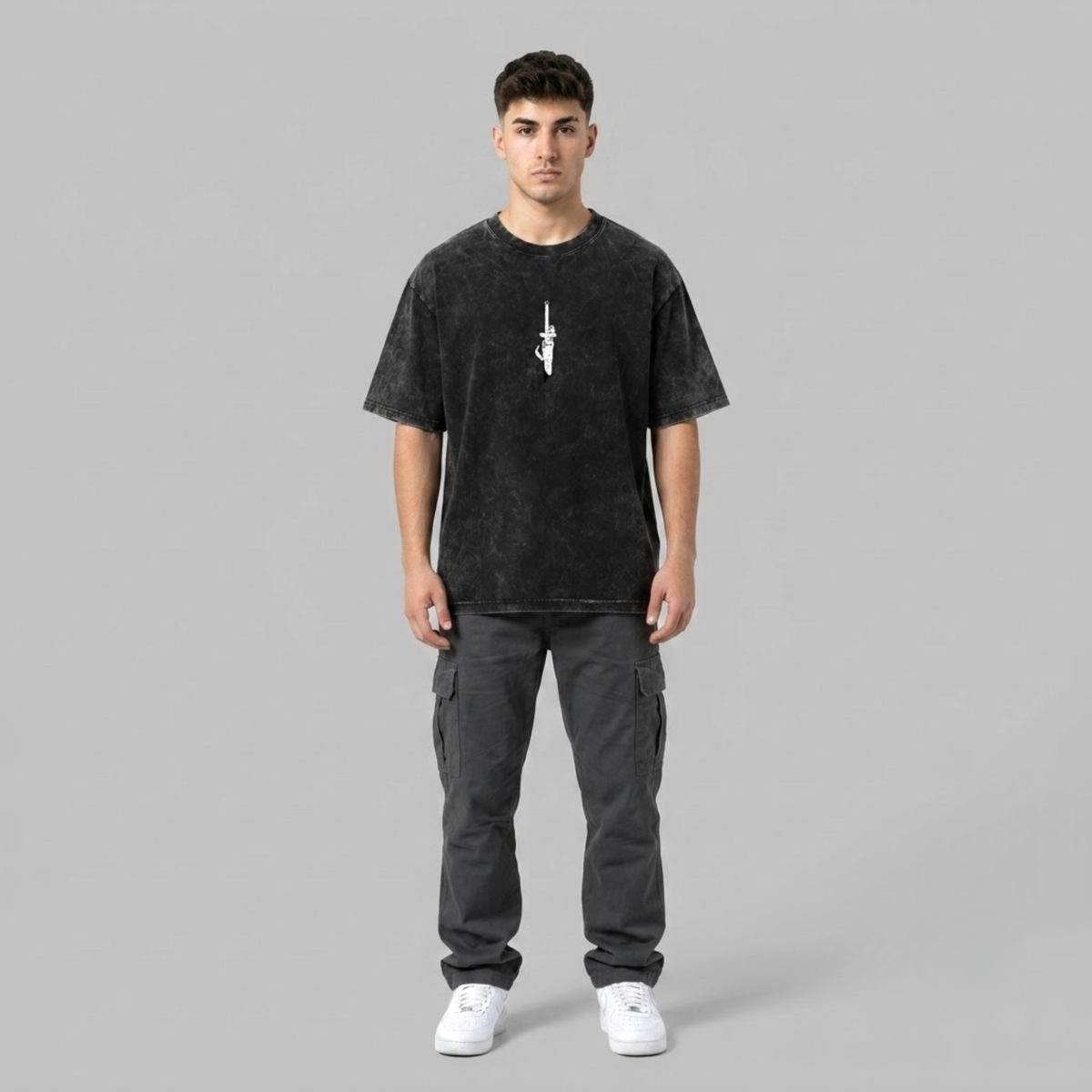 Jujutsu Kaisen back graphic washed black tee - Dripzy garment dyed cotton