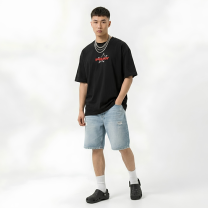 Black Pray printed oversized t-shirt - Dripzy premium cotton tee