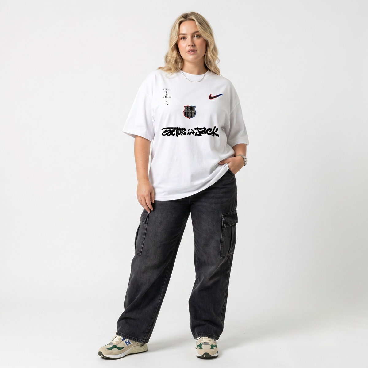 White Barca Cactus graphic oversized tee - Dripzy premium cotton
