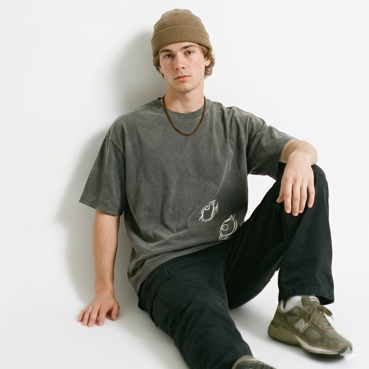 The Honored One grey garment dyed oversized tee - Dripzy premium anime graphic