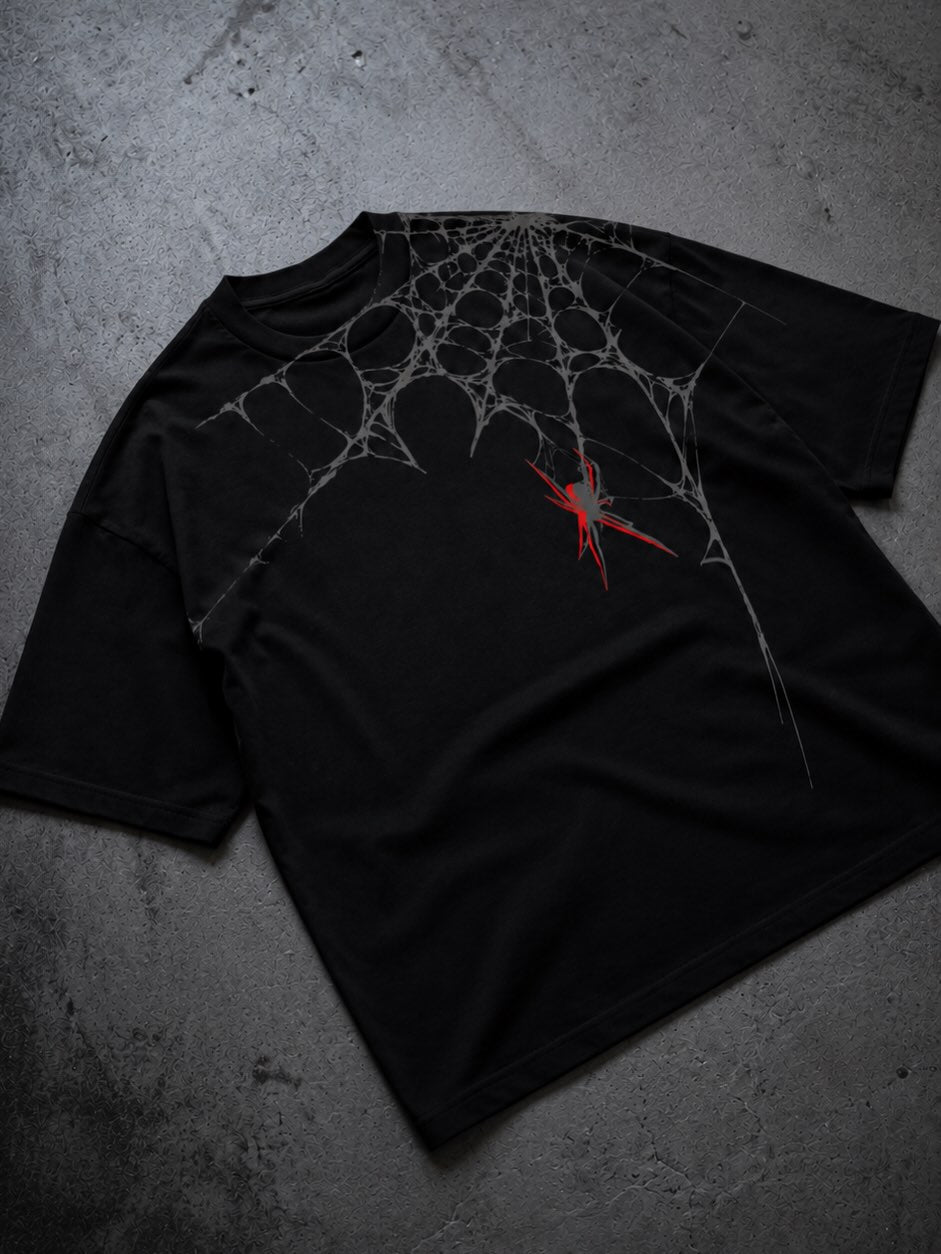 Dripzy Spider-Man tee black - relaxed drop shoulder oversized fit