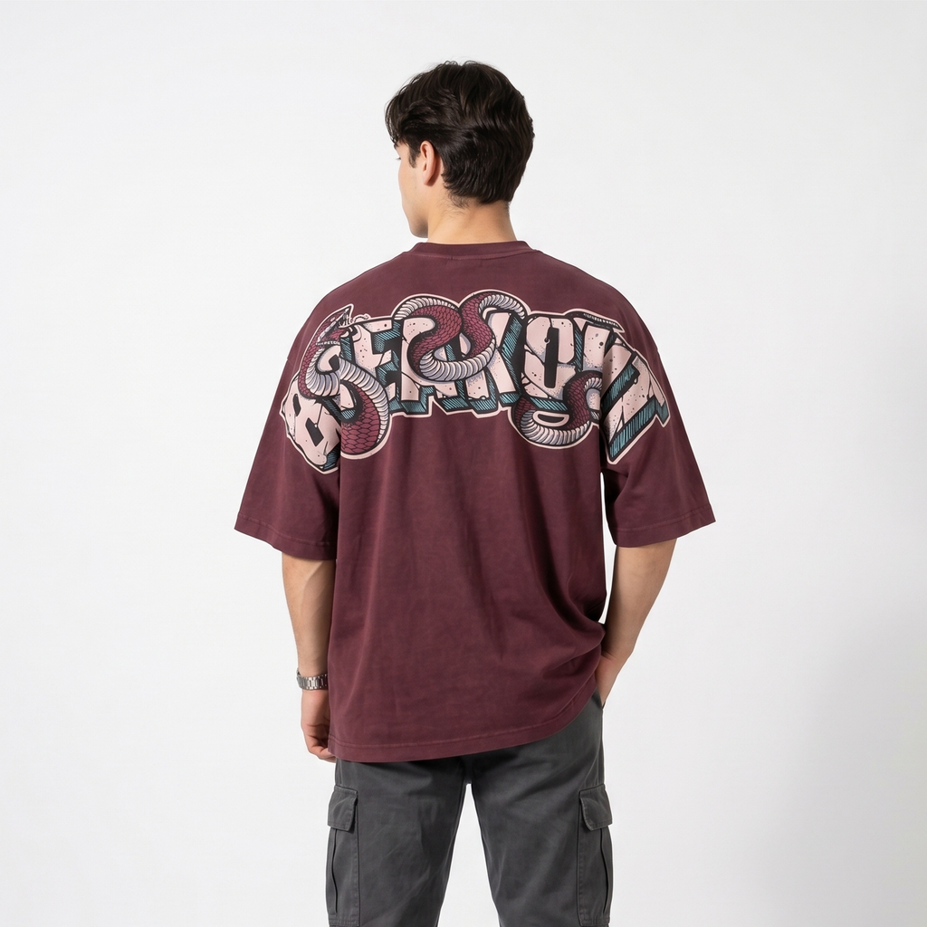 Oversized Maroon Washed Tee