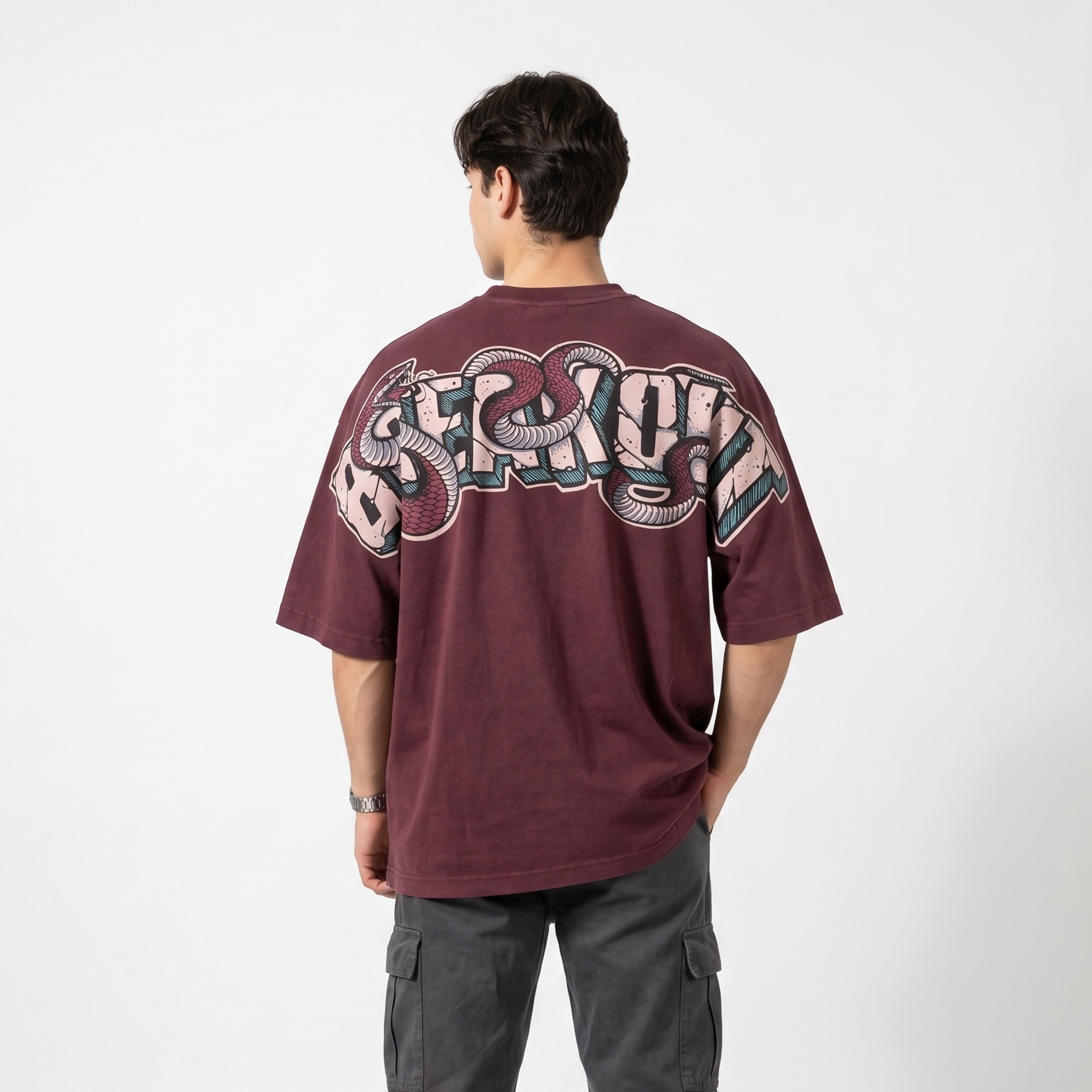 Oversized Maroon Washed Tee