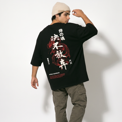 Dripzy Noble Warrior oversized tee black - original graphic streetwear Pakistan
