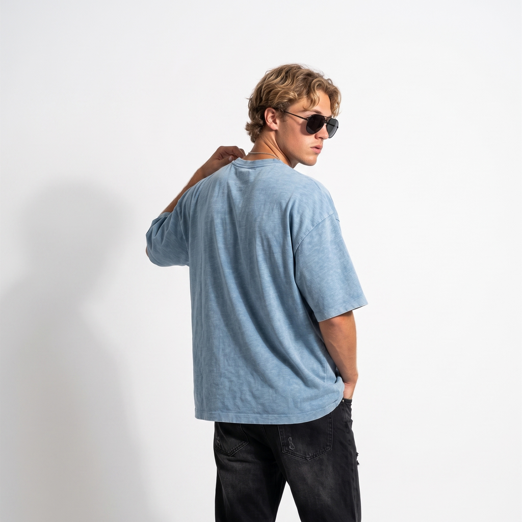 Oversized Stone Blue Washed Tee