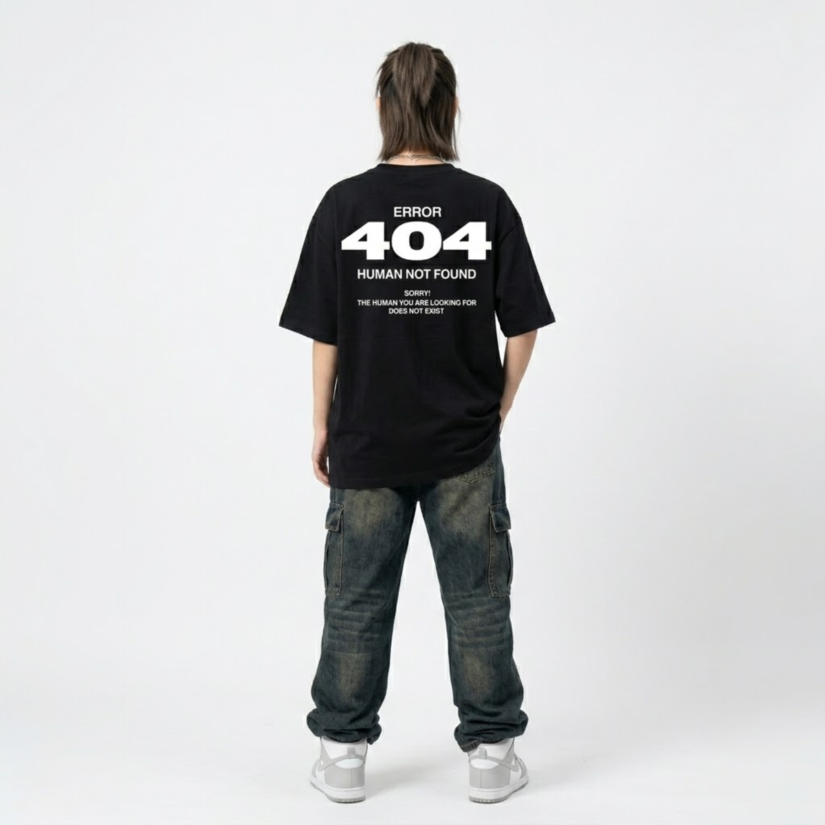 Dripzy Human Not Found oversized tee black - original graphic streetwear Pakistan
