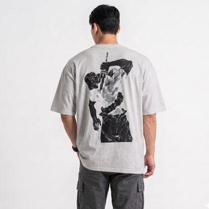 Dripzy Jujutsu Kaisen oversized tee grey - anime graphic streetwear Pakistan