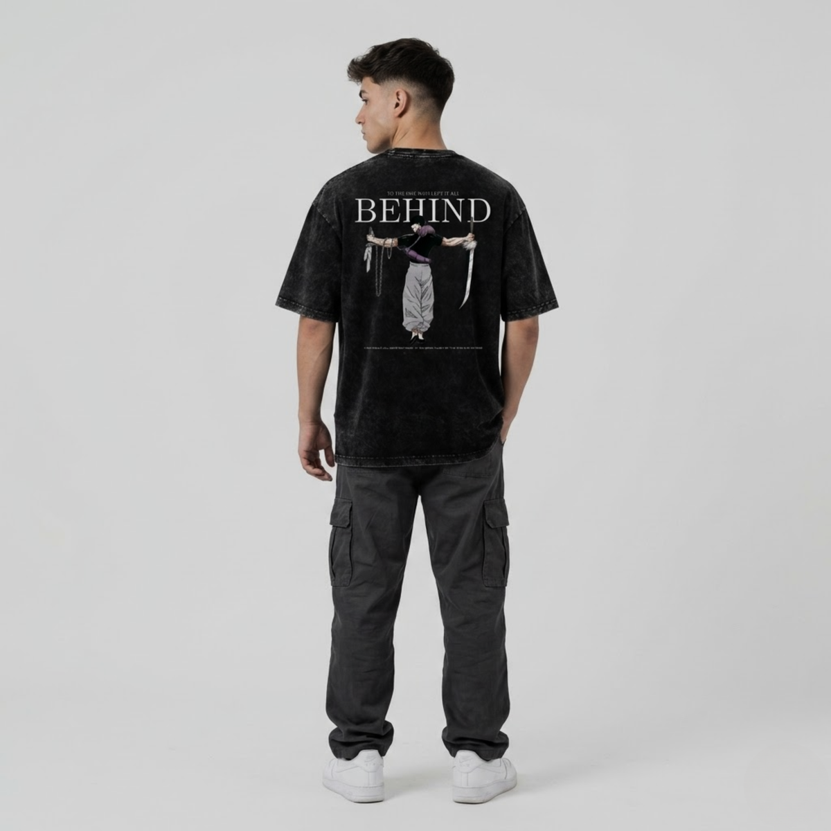 Dripzy Jujutsu Kaisen back print washed oversized tee - anime streetwear Pakistan