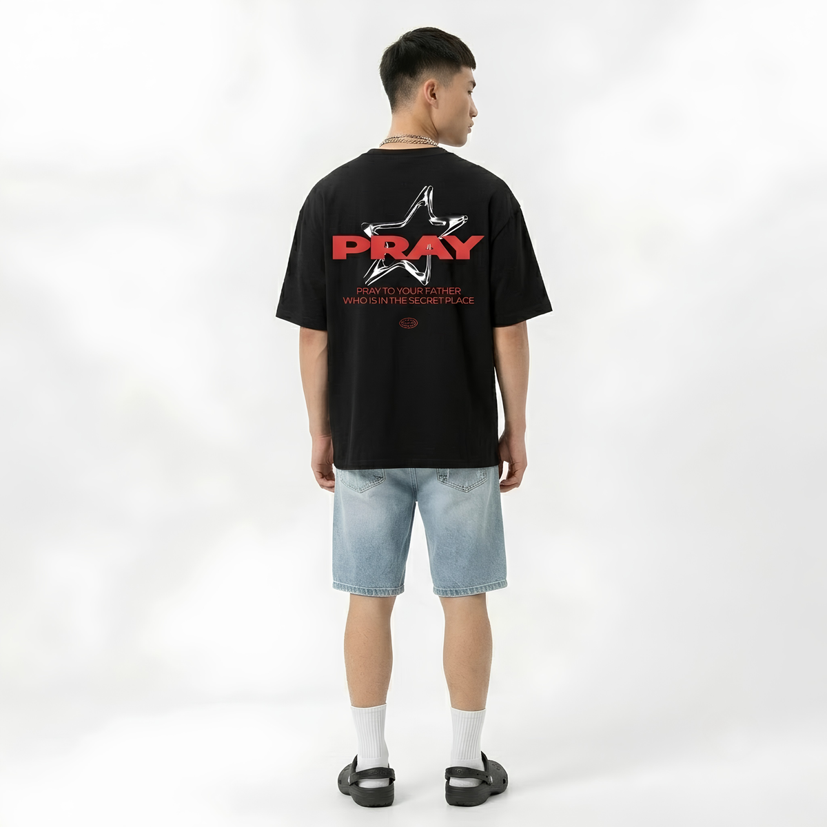 Dripzy Pray oversized tee black - typography graphic streetwear Pakistan