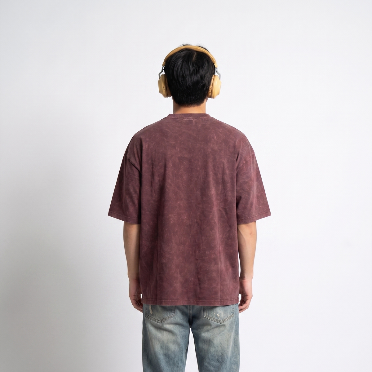 Maroon garment dyed oversized plain tee - Dripzy heavyweight cotton