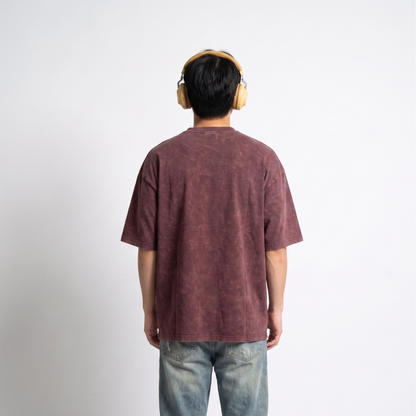 Maroon garment dyed oversized plain tee - Dripzy heavyweight cotton