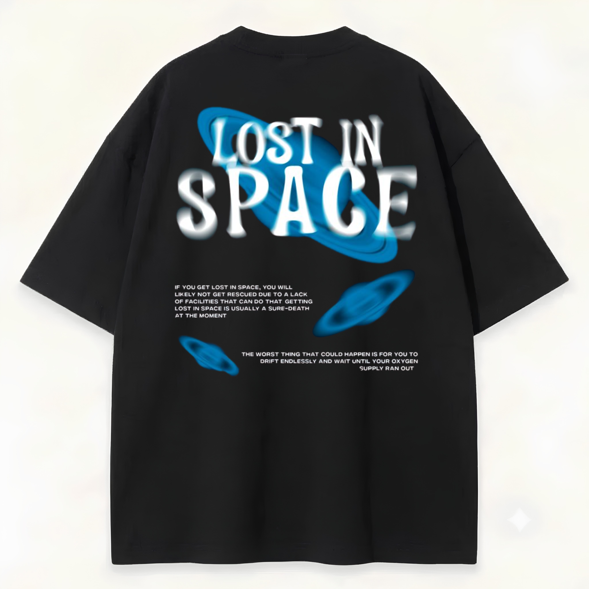 Dripzy Lost in Space oversized tee - relaxed drop shoulder black fit