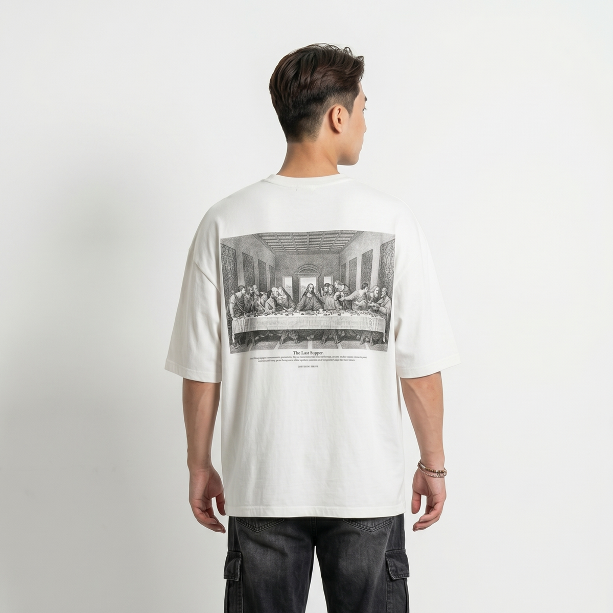 Dripzy Da Vinci oversized tee white - art graphic streetwear t-shirt Pakistan