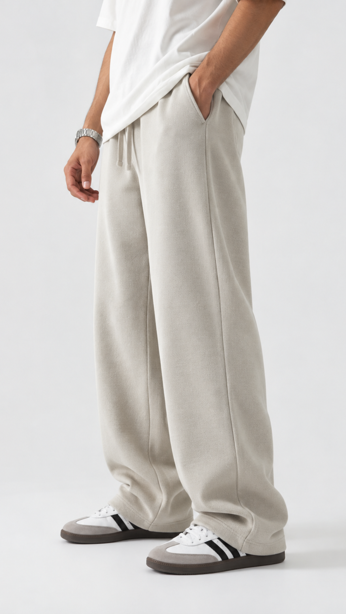 Classic Relaxed Trousers Off-White - front view