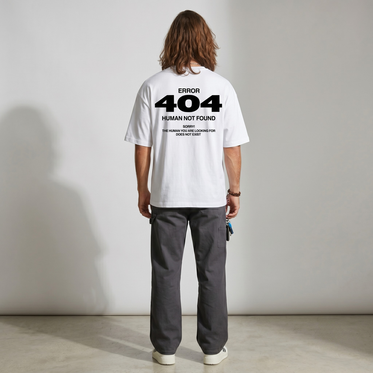 Dripzy Human Not Found oversized tee white - original graphic streetwear Pakistan