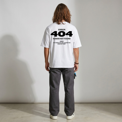 Dripzy Human Not Found oversized tee white - original graphic streetwear Pakistan