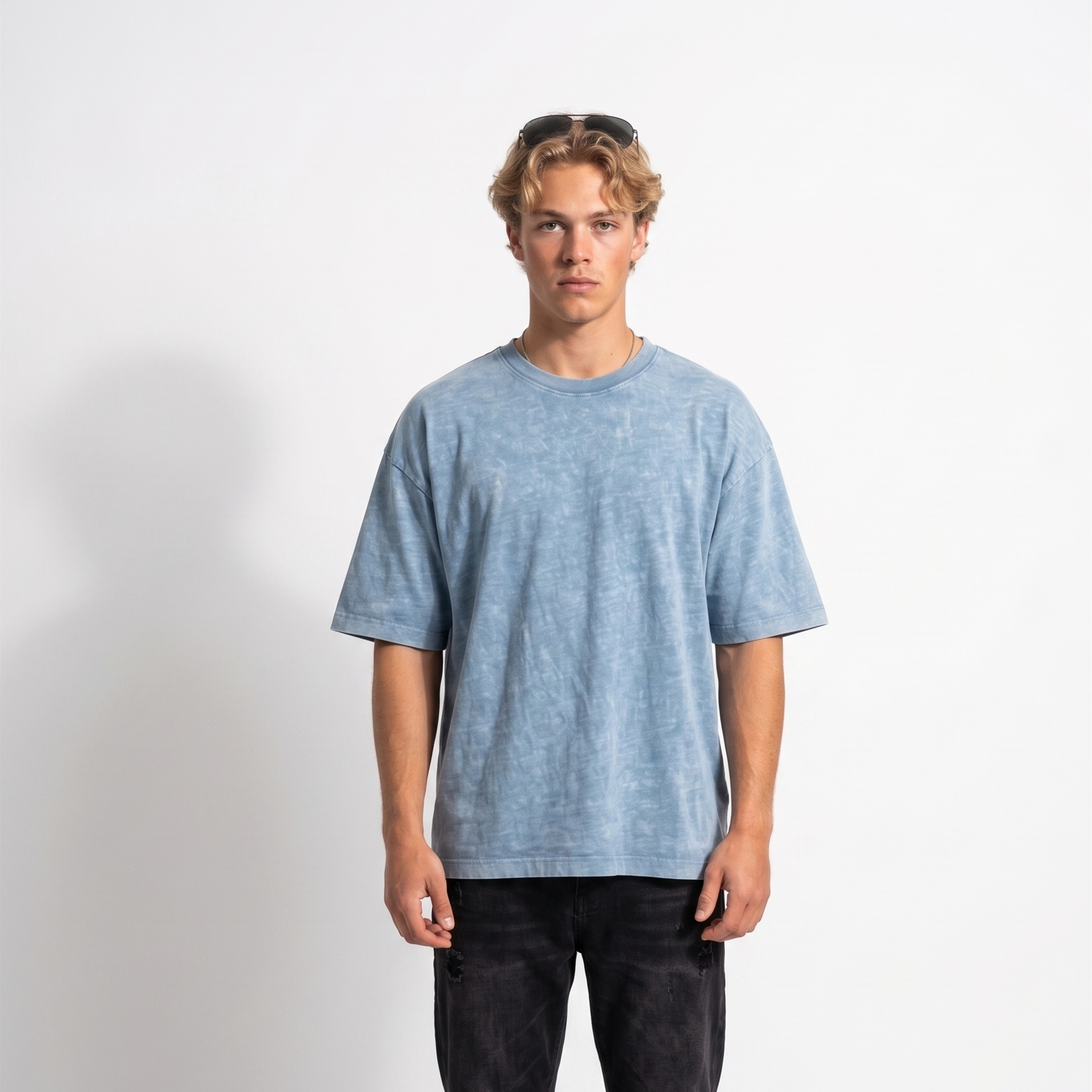 Oversized Stone Blue Washed Tee