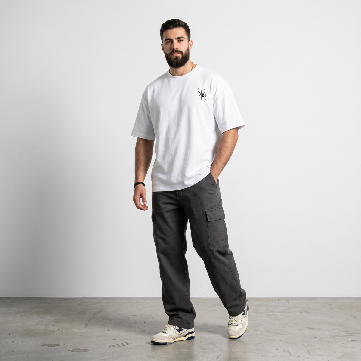 White spider web print oversized t-shirt - Dripzy premium cotton