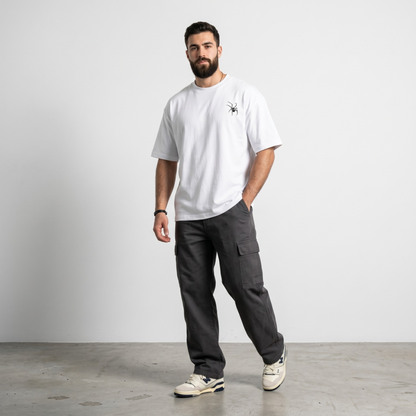 White spider web print oversized t-shirt - Dripzy premium cotton