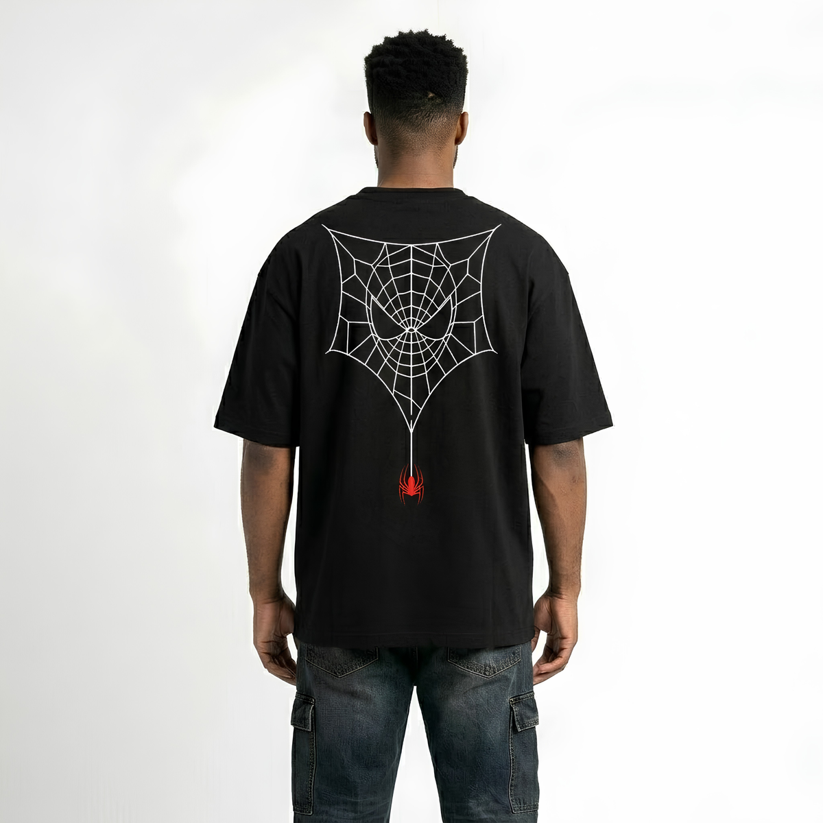 Dripzy Spiderman oversized tee black - graphic streetwear t-shirt Pakistan