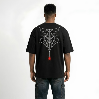 Dripzy Spiderman oversized tee black - graphic streetwear t-shirt Pakistan