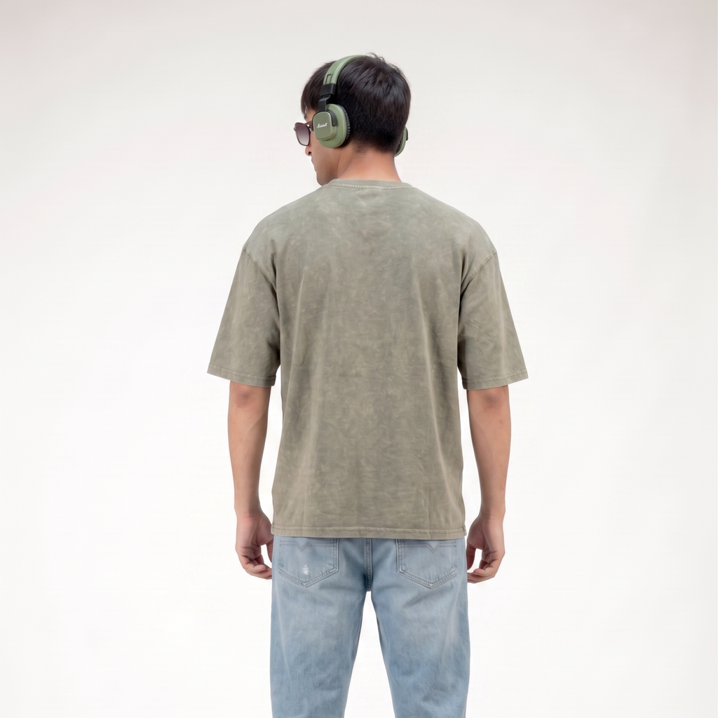 Oversized Olive Green Washed Tee