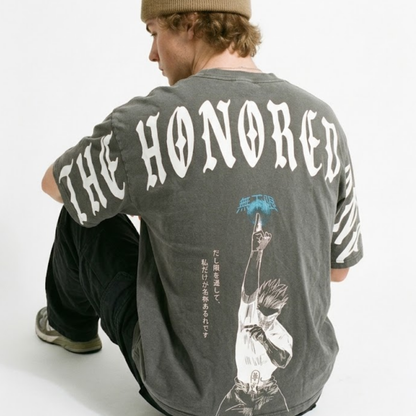 Dripzy The Honored One washed tee grey - premium Jujutsu Kaisen anime streetwear Pakistan