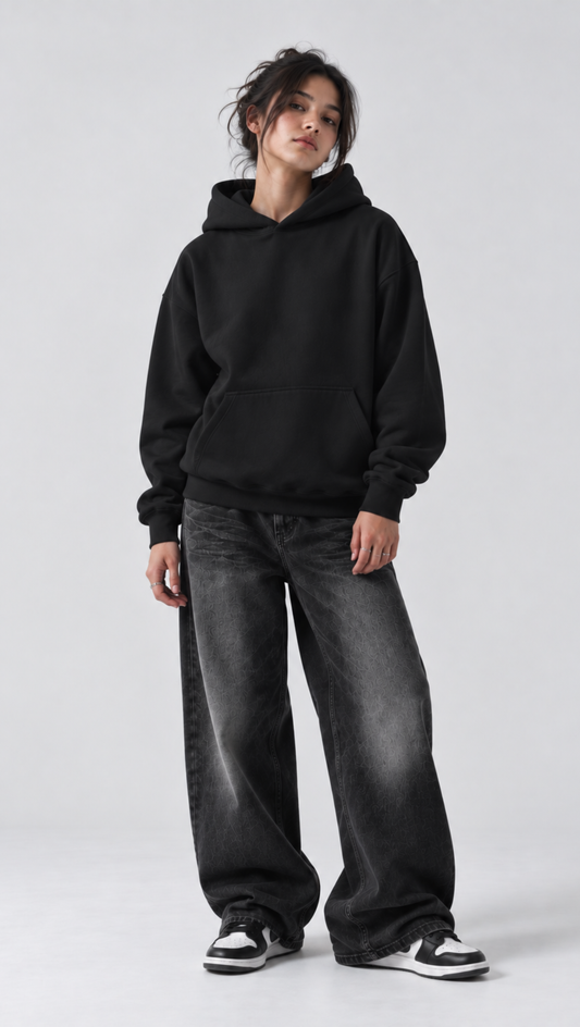 Essentials Oversized Hoodie Black - front