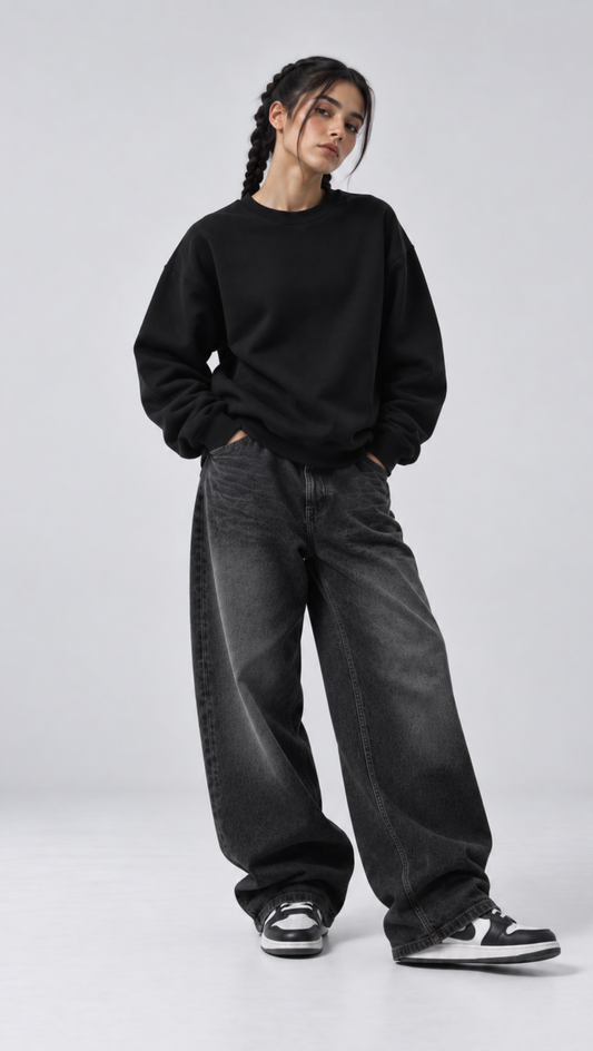 Essentials Oversized Sweatshirt Black - front