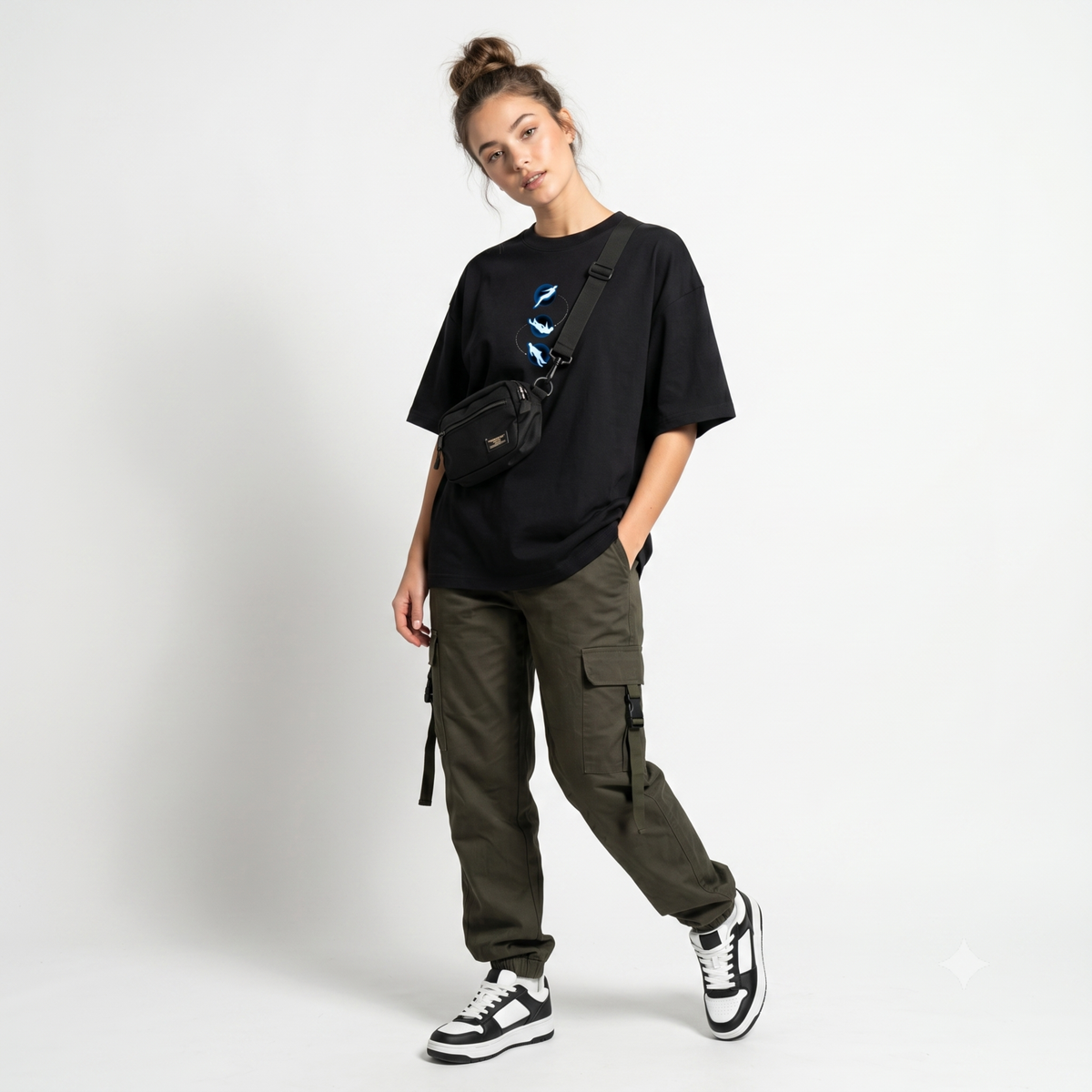 Black Lost in Space printed oversized t-shirt - Dripzy premium cotton