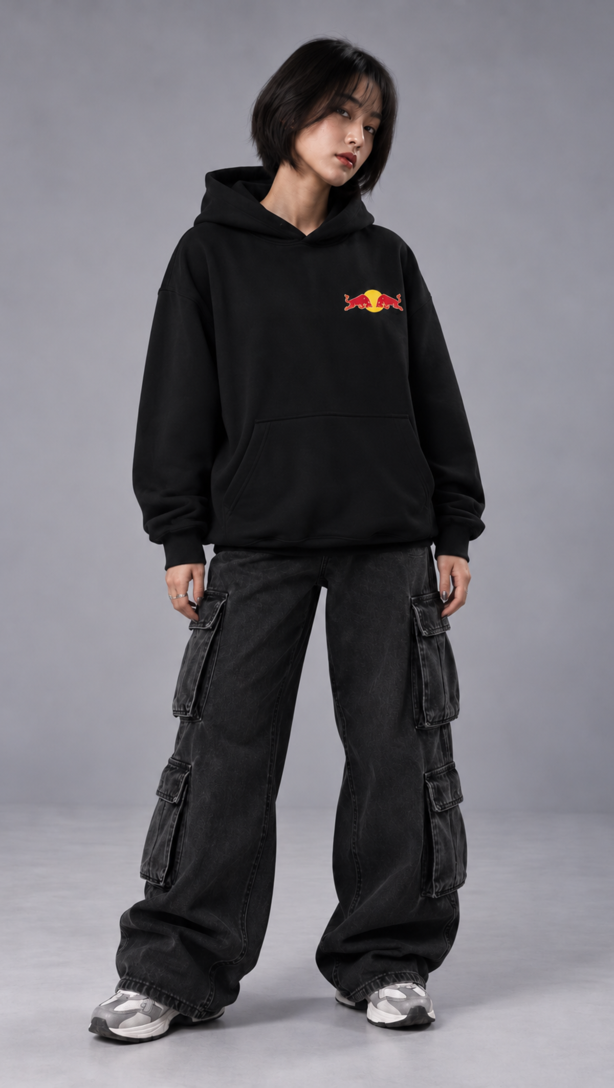 Red Bull Racing F1 Oversized Hoodie Black - front logo