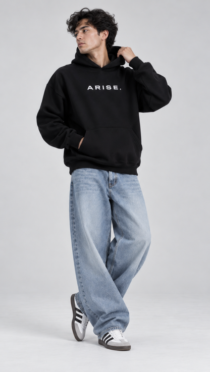 Solo Leveling Arise Oversized Hoodie Black - front wordmark