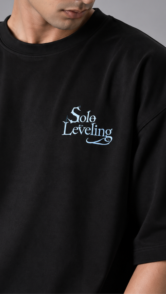Solo Leveling Oversized Tee Black - front chest logo detail